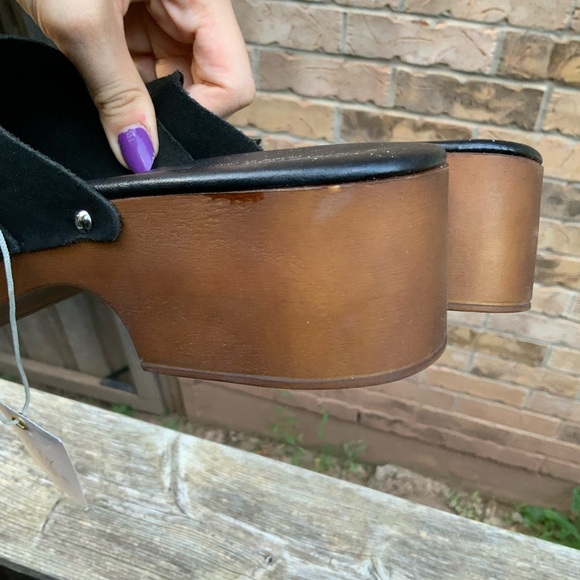 CHRISTIAN DI RICCIO Leather Black Wooden Clogs Women’s Size 10 Made in Italy NEW - Picture 15 of 16